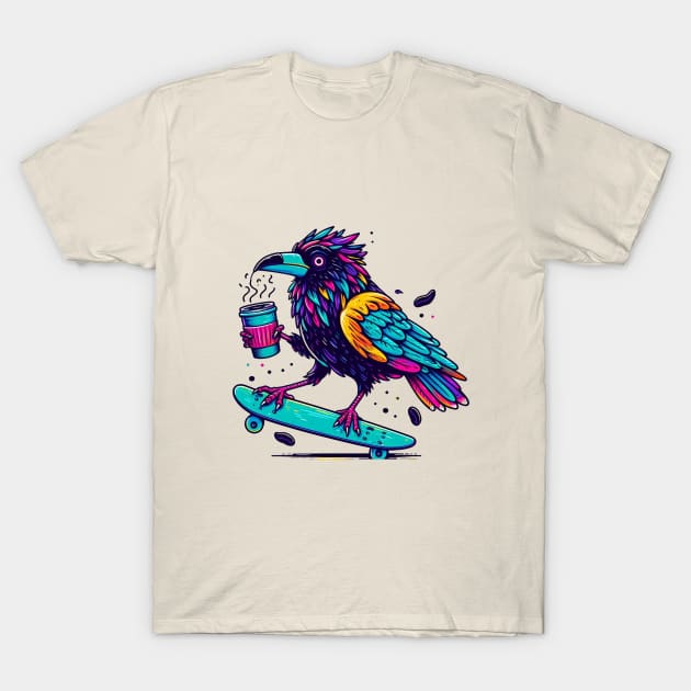 Cawfee Crow T-Shirt by BukovskyART